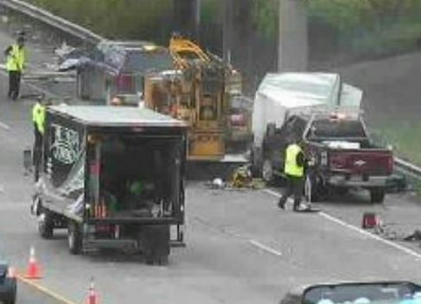 This is the crash scene where a road crew worker was killed Tuesday afternoon.