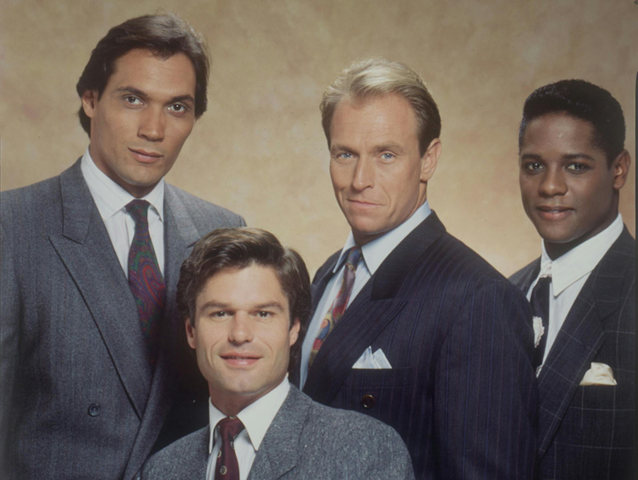 Jimmy Smits, Harry Hamlin, Corbin Bernsen and Blair Underwood in "L.A. Law"
