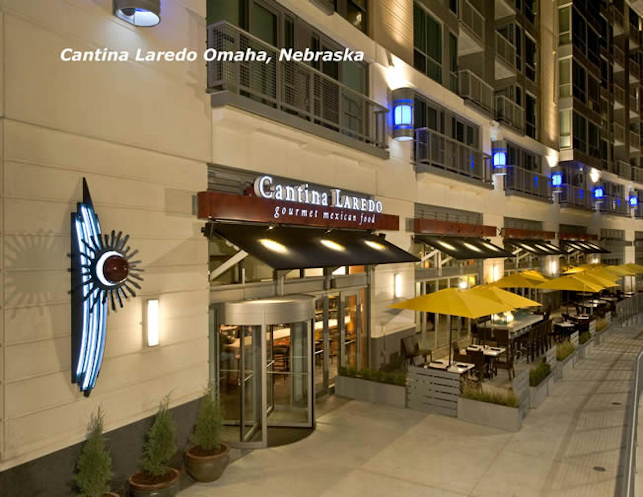 The exterior of a Cantina Laredo restaurant in Omaha, Neb.