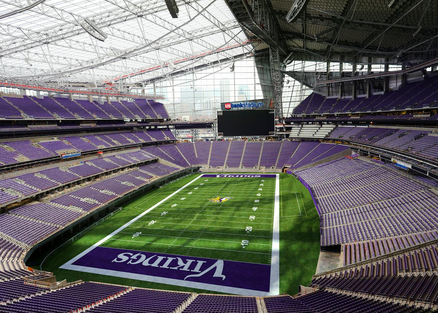 Artificial turf, as seen in this mock up of U.S. Bank Stadium, will begin to be laid this week.