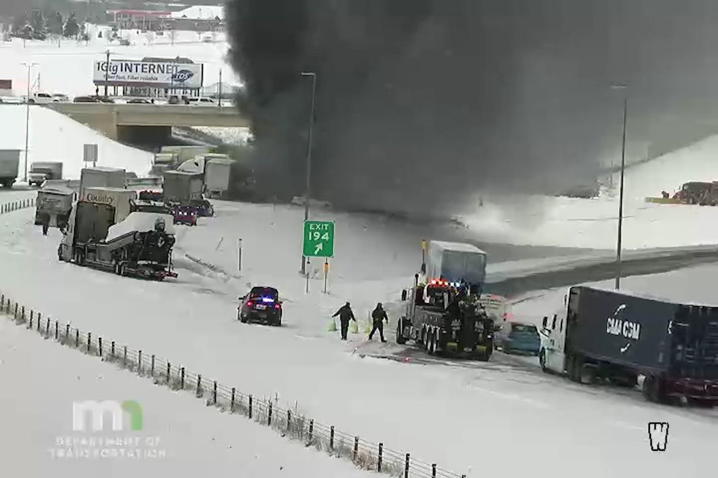 Eastbound Interstate 94 at County Road 18 near Monticello.