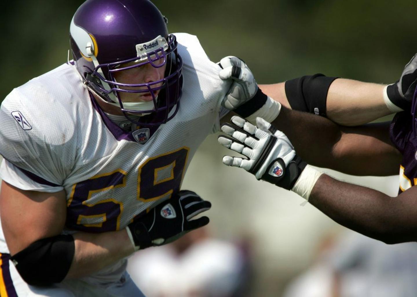 Carlos Gonzalez/Star Tribune August 2, 2004 Mankato, MN � Minnesota State University, Mankato � Vikings Training Camp Minnesota Vikings Brock Lesnar, #69, during morning practice on Monday. Day 3 of Vikings training camp in Mankato, MN.