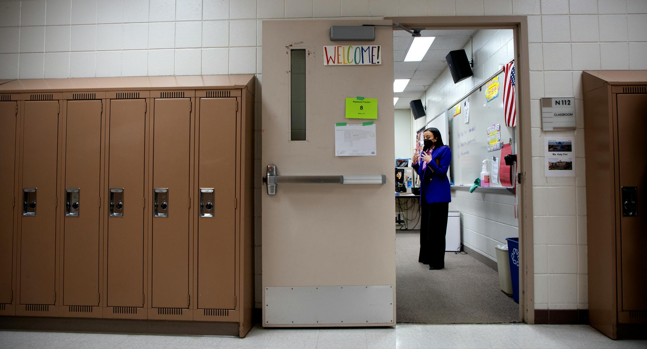 Congressional candidate Amane Badhasso speaks to residents of Maplewood precinct 8 during a DFL caucus Tuesday, Feb. 1, at North High School in North Saint Paul, Minn. ] CARLOS GONZALEZ • cgonzalez@startribune.com