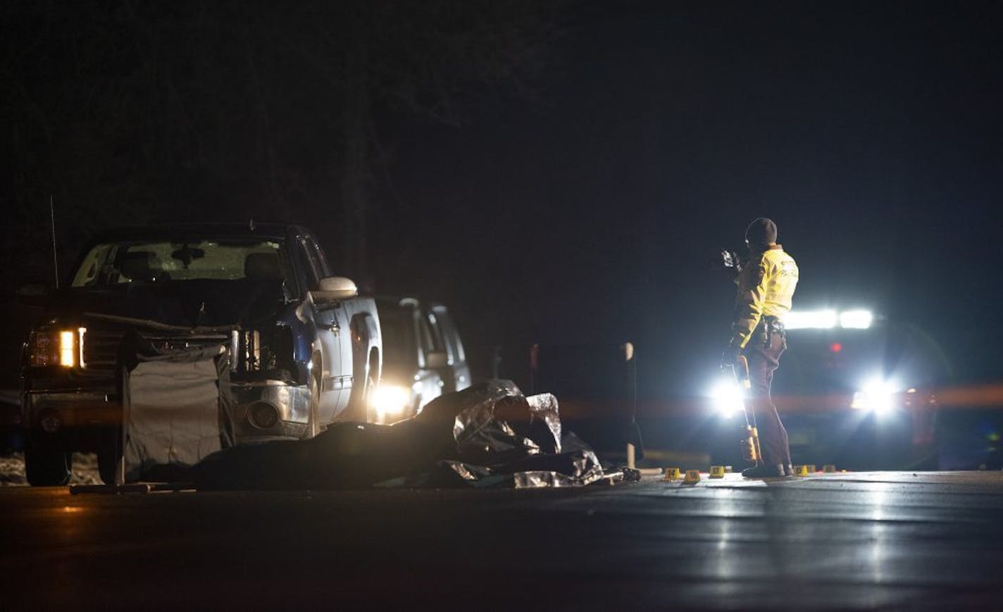 And investigator worked the scene of a possible shooting or hit and run accident Thursday night on Larpenteur Ave. W. in Roseville.