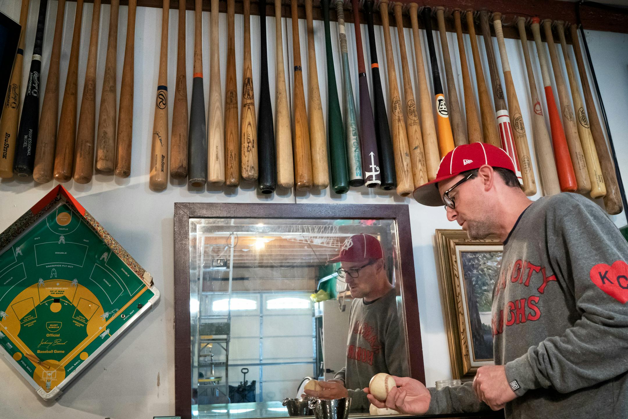 Pete Gorton also collects old home plates and baseball bats as well as other historic baseball items.