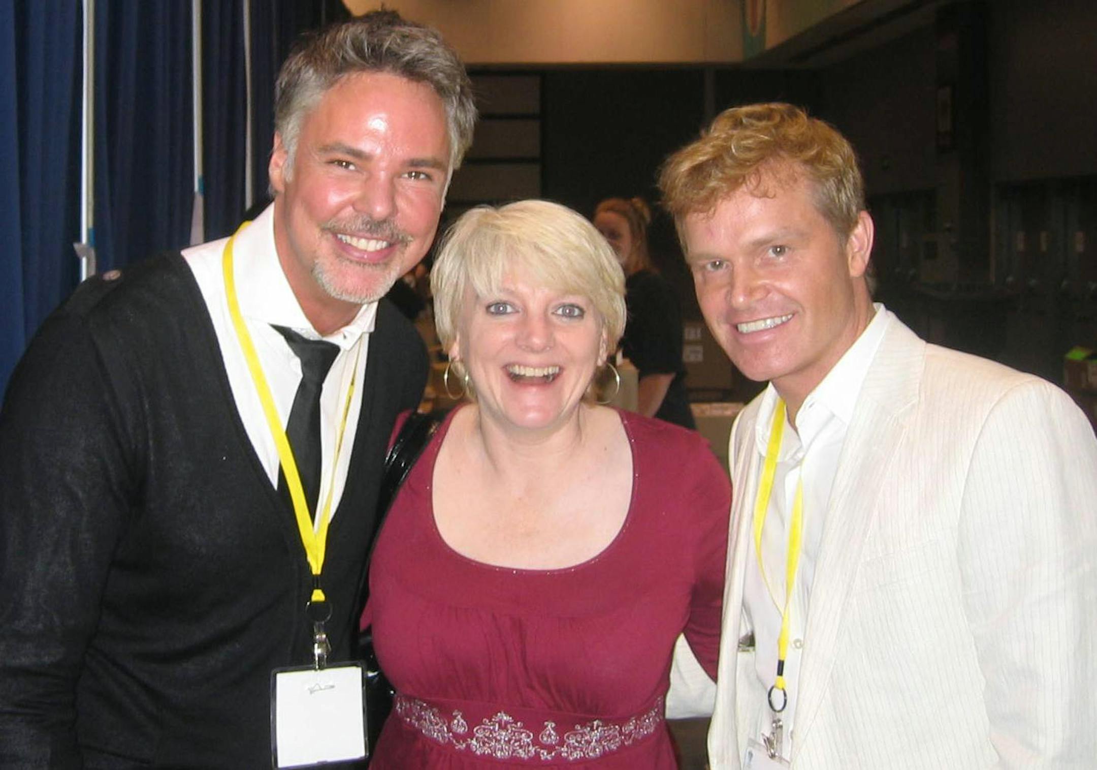 Alison Arngrim posed with Christopher Hopkins, left, and his partner, Robert Lindquist, in Los Angeles recently.