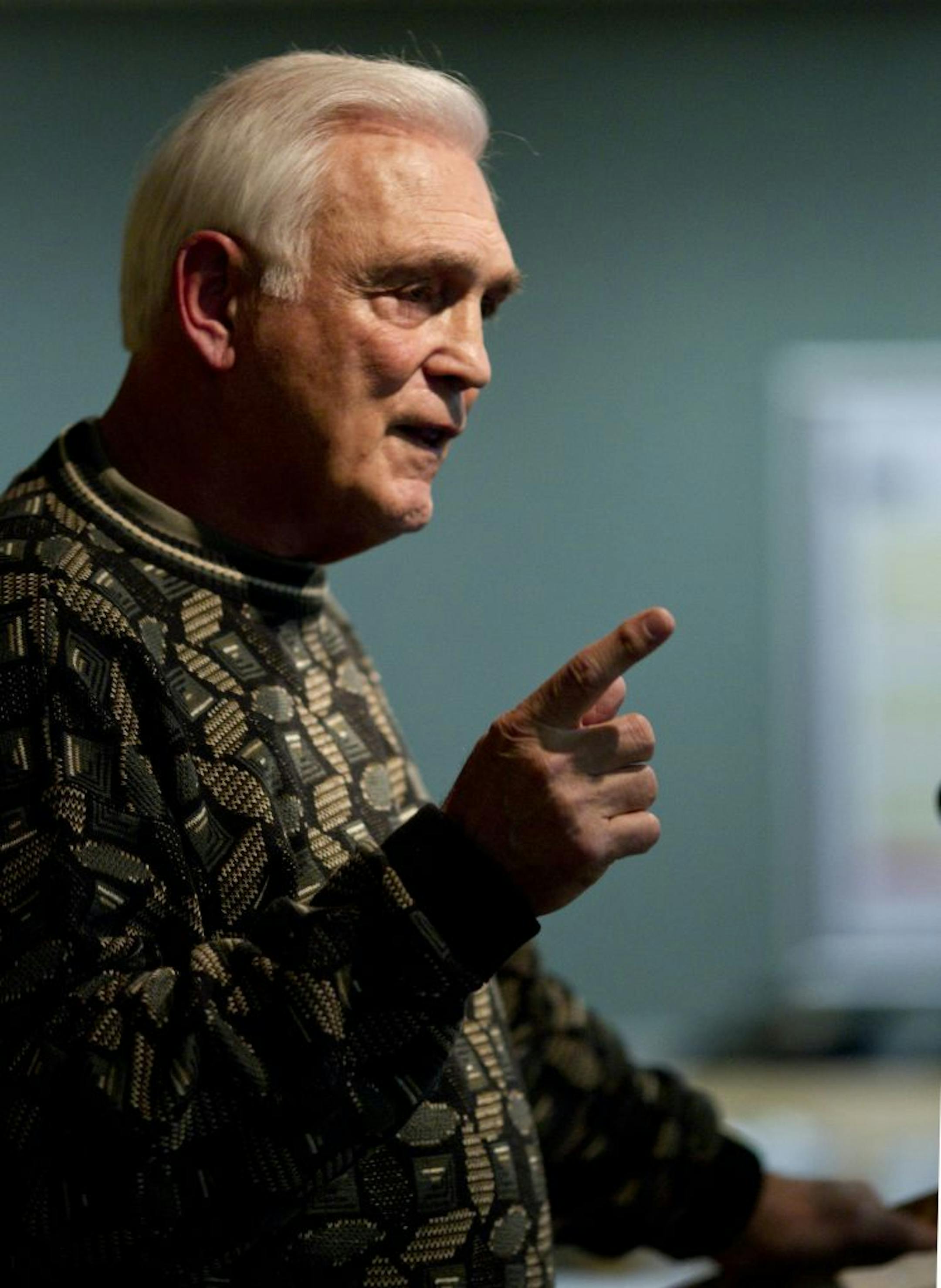 Minnesota hockey legend Lou Nanne spoke in support of the the family of paralyzed high school hockey player Jack Jablonski spoke at a news conference at Hennepin County Medical Center in MInneapolis, Minn., Thursday afternoon, January 12, 2011. He said that he has never forgotten when famed coach John Mariucci told him that checking in hockey was a privilege and could only be done in very specific instances.