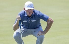 Brandt Snedeker looked over a putt on the 18th hole Thursday at the 3M Open at TPC Twin Cities in Blaine.