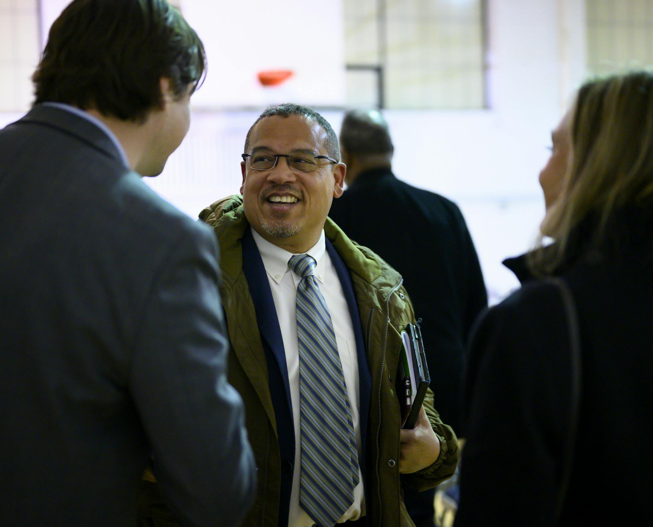 Minnesota Attorney General Keith Ellison greeted attendees of Thursday night's listening session at the Sabathani Community Center. ] Aaron Lavinsky &#x2022; aaron.lavinsky@startribune.com Attorney General Keith Ellison and Department of Public Safety Commissioner John Harrington have been traveling the state and hosting a series of hearings on reducing and responding to police-involved deadly force encounters. We photograph the Attorney General and Commissioner hold a listening session on Thurs