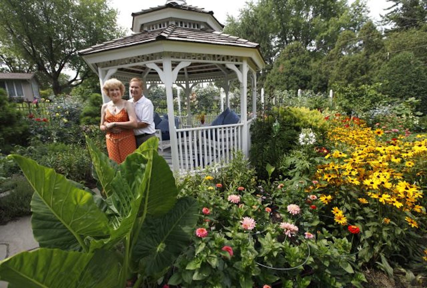 Dianne and Dan Latham in their garden