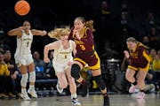 Amaya Battle (3) had a strong Big Ten tournament for the Gophers.