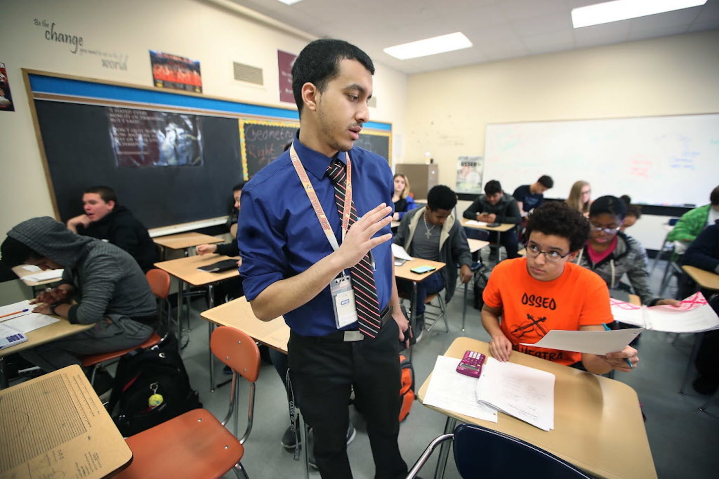 Osseo High School math teacher Waleid Hassan taught a class on Thursday, February 2, 2017 in Osseo, Minn.