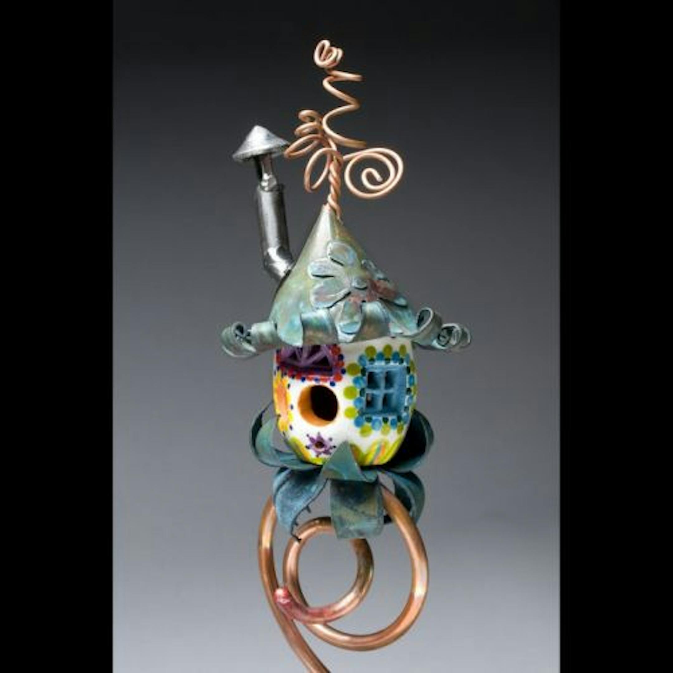 Works by Frank and Bell Barr, such as this birdhouse, will be for sale at the Edina Art Fair.