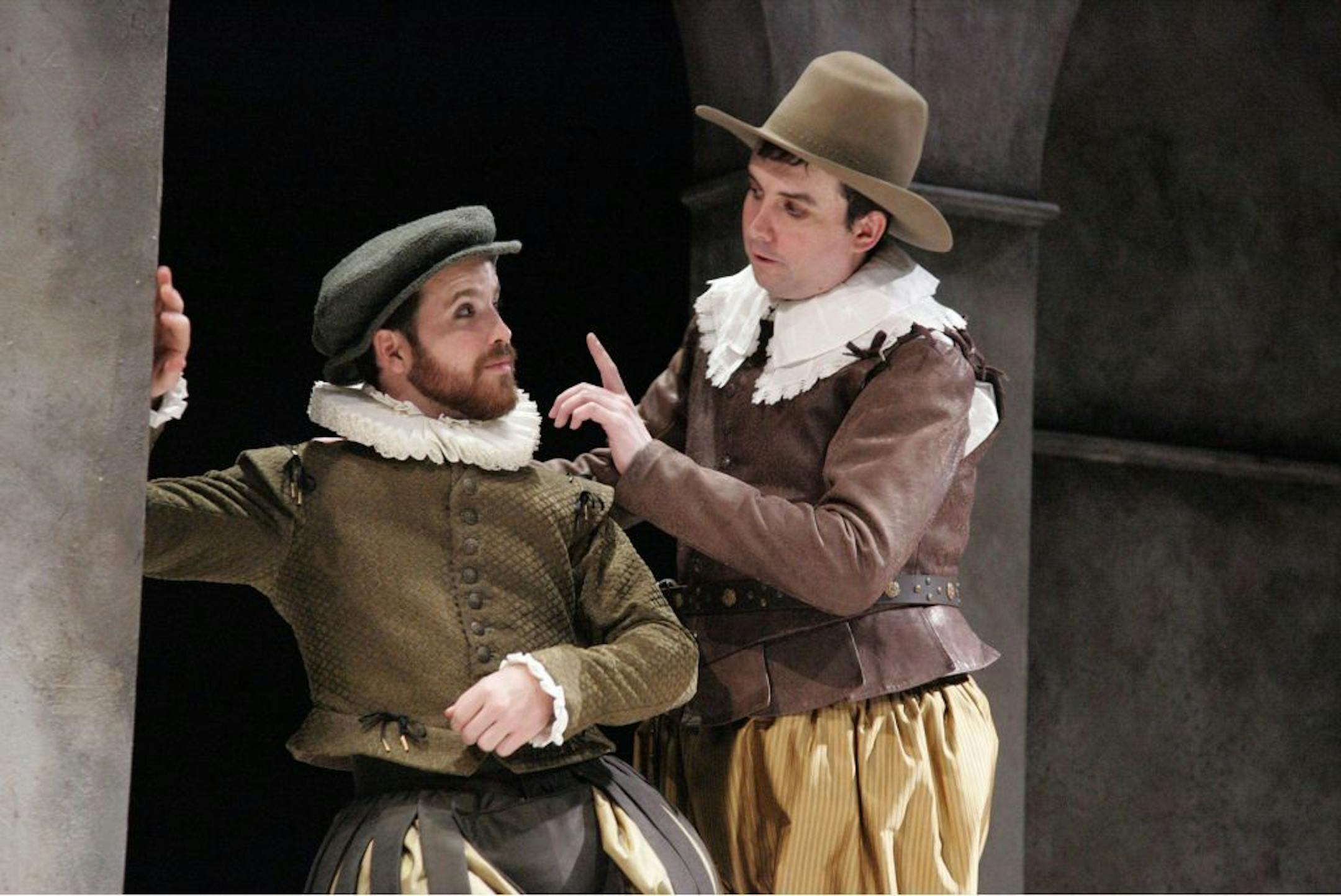Grant Fletcher Prewitt and Ian Gould in The Acting Company/Guthrie Theater production of "Rosencrantz and Guildenstern Are Dead." Photo by Michael Lamont.