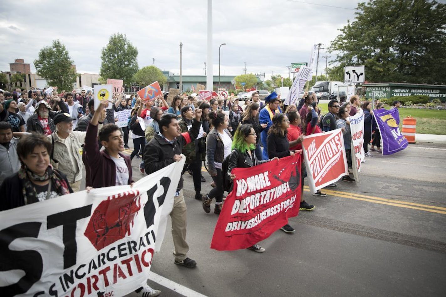 A large croad marched through Minneapolis in protest after after President Donald Trump announced his plans to rescind DACA on Tuesday, September 5, 2017, Minneapolis, Minn.