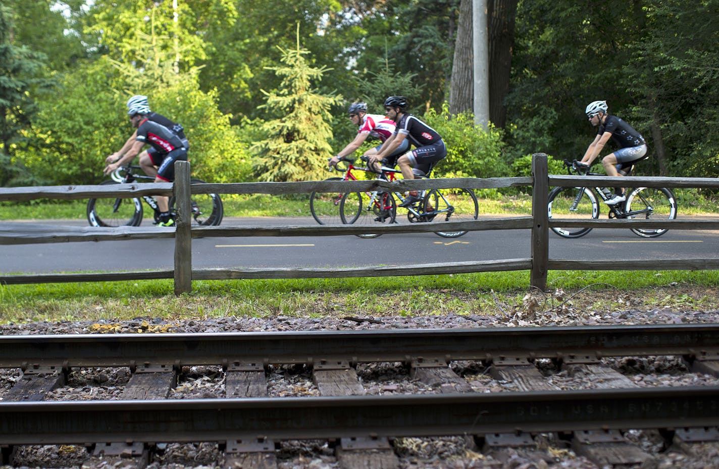 The Cedar Lake Trail sits alongside a current freight train track that has been a proposed site for the Southwest Corridor light rail line in St. Louis Park.