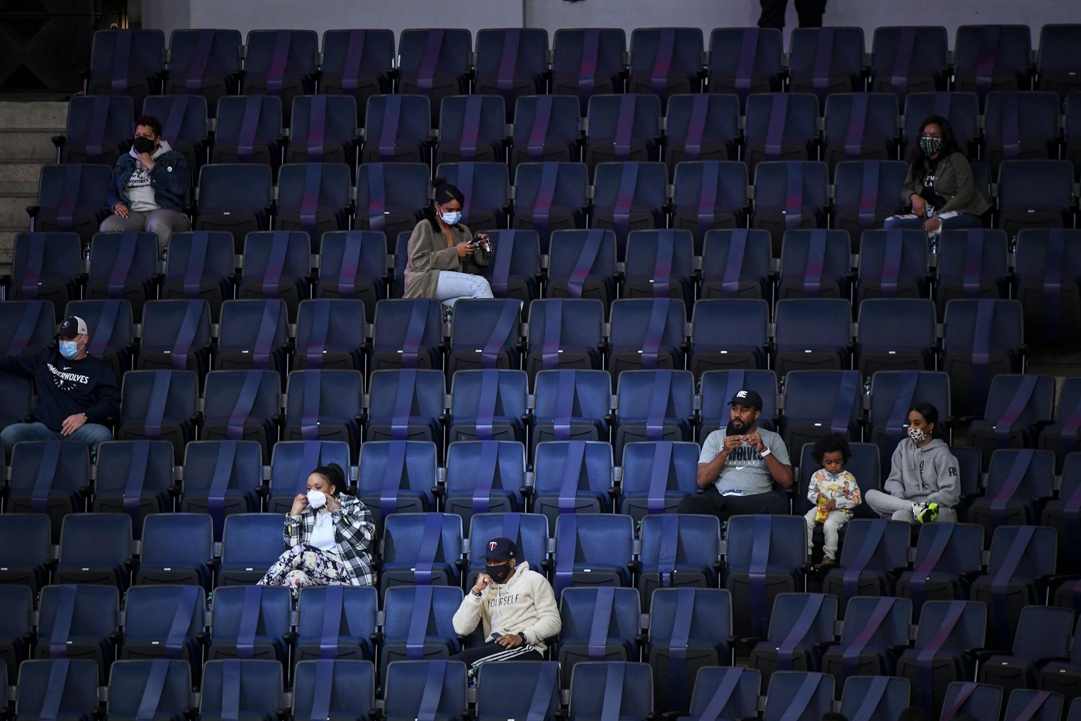Fans sat in the stands during Wednesday night's game between the Minnesota Timberwolves and the Dallas Mavericks.