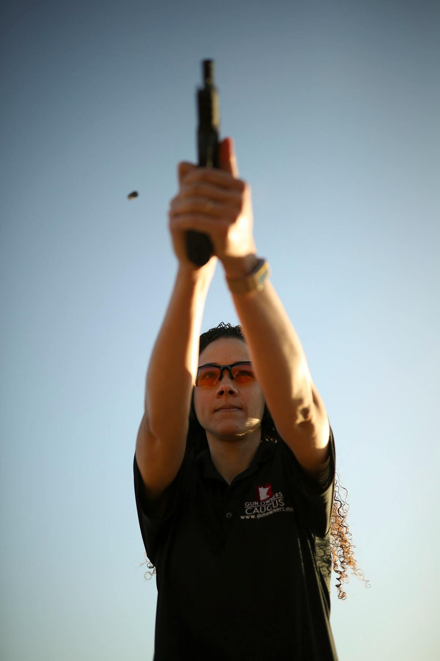 Sarah Cade firing an M&P Pro Series in 9mm semi-automatic pistol at the gun club she belongs to in Cedar. ] JEFF WHEELER ï jeff.wheeler@startribune.com Sarah Cade is a young, bi-racial, liberal woman. She's also a self-described gun nut and gun rights advocate. Cade, a spokeswoman for the Minnesota Gun Owners Caucus, owns an AR-15, shoots competitively, and has a concealed carry permit. Cade was photographed at the Beaverbrook Tri-County Sportsmen's Club in Cedar Thursday evening, April 26, 2018