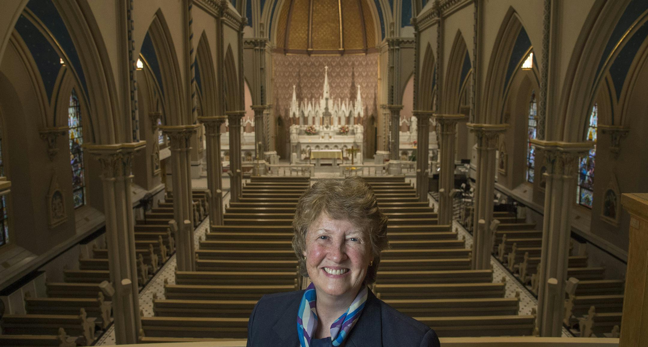 Sister Anne Myers, Congregational President of the Congregation of the Sisters of St. Joseph's in Philadelphia, poses for a portrait in the chapel on the Chestnut Hill College campus on April 26, 2016, which was founded by the sisters and still has oversight of the college. (Clem Murray/Philadelphia Inquirer/TNS)
