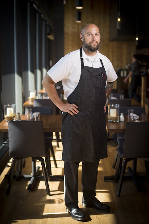 Chef Jorge Guzman, in the Brewer's Table dining room.
