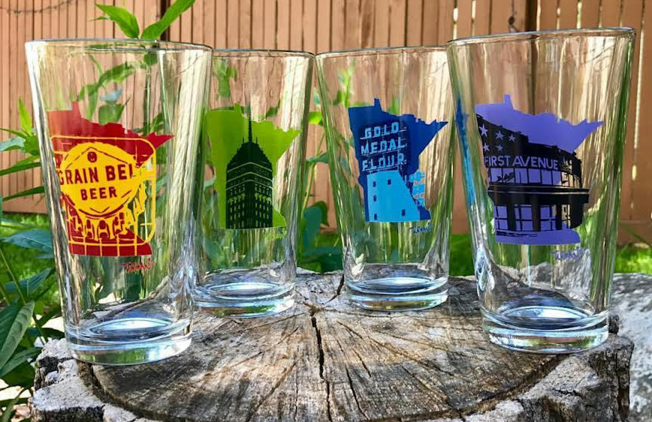 Pint glasses designed by Adam Turman.