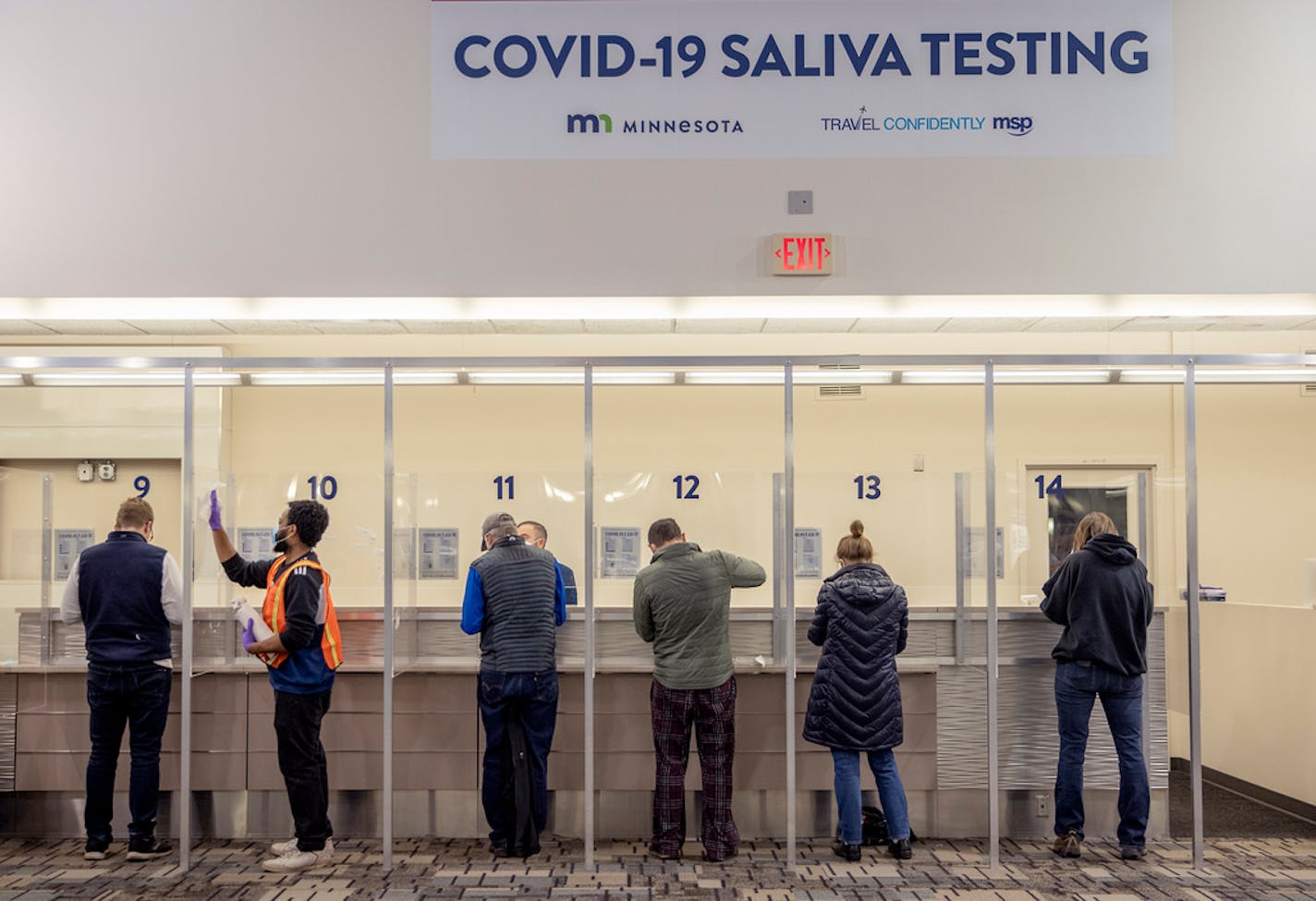 People took to the new saliva COVID-19 testing site at the Minneapolis-St. Paul International Airport, Thursday, November 12, 2020. The airport partnered with the Minnesota Department of Health (MDH), Vault Medical Services and the Metropolitan Airports Commission (MAC) to open its ninth COVID-19 PCR saliva testing location. It is free to Minnesota residents and out-of-state residents. ] ELIZABETH FLORES • liz.flores@startribune.com