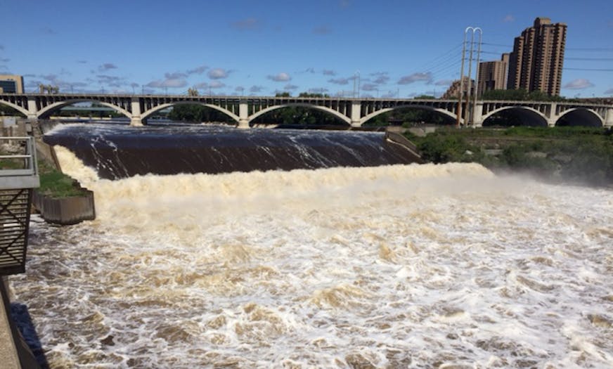 High water is making for spectacular views of the St. Anthony Falls.