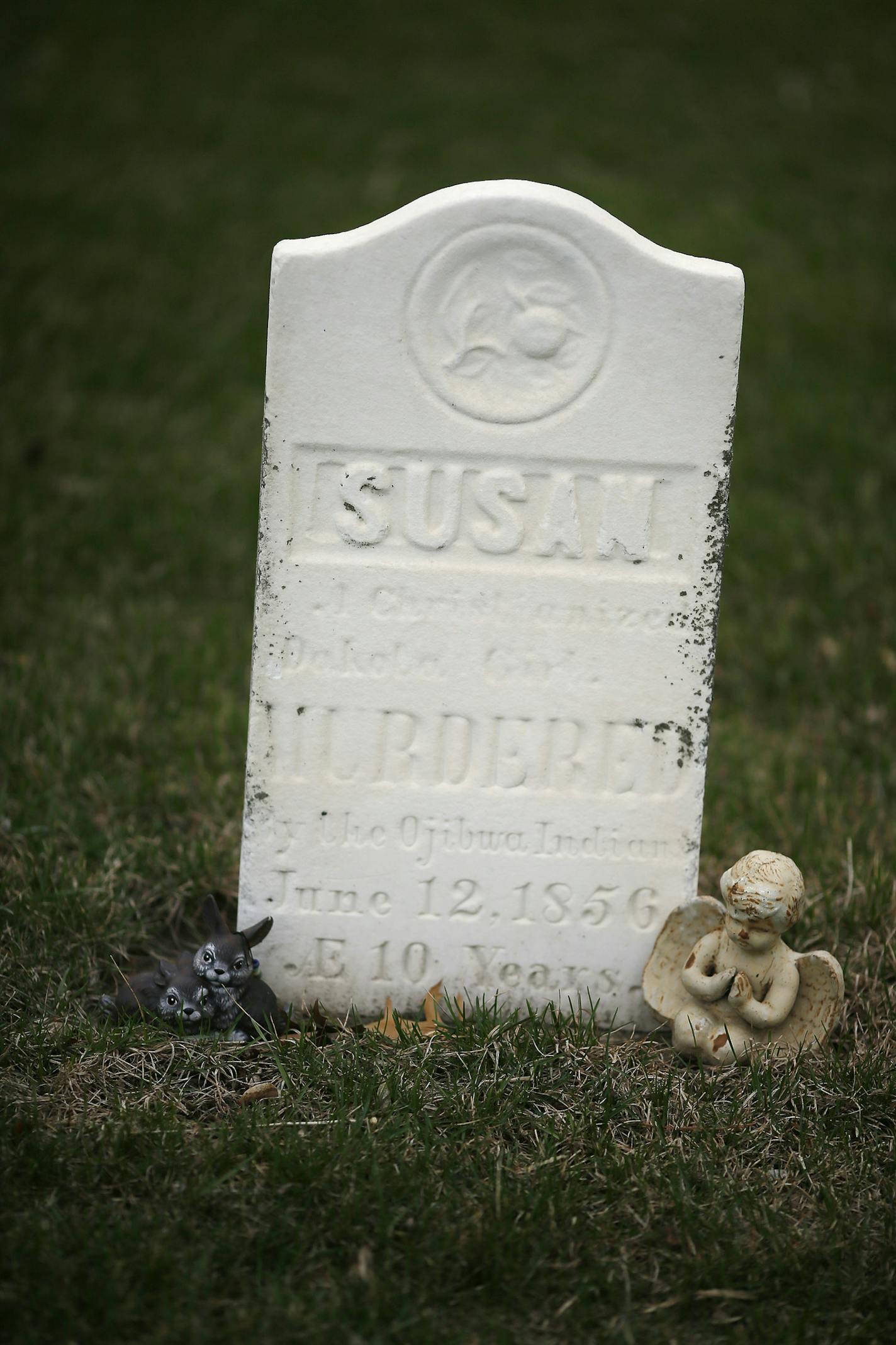 In the pioneer section of Bloomington Cemetery is the grave of Susan, a 10-year-old Dakota girl who in 1856 was murdered and scalped by a group of Chippewa men. Wednesday April 23 , 2014 in Bloomington, MN. ] JERRY HOLT jerry.holt@startribune.com