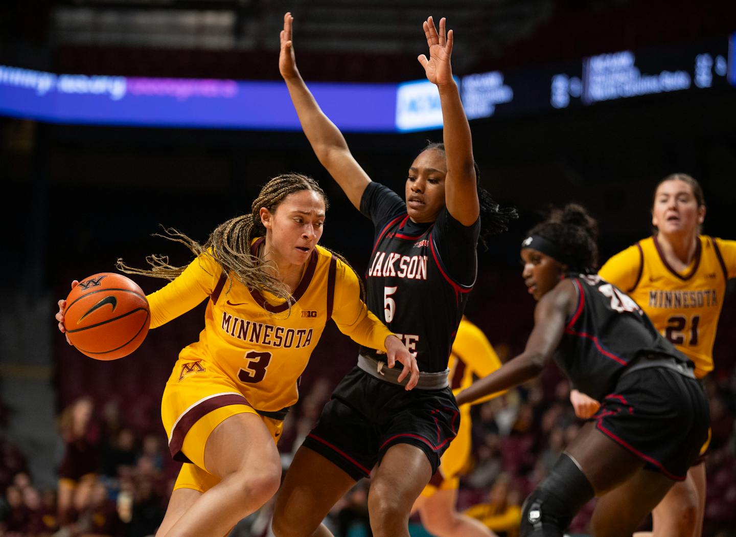 Gophers women’s basketball team bounces back to trounce Jackson State; top sub Taylor Woodson injured