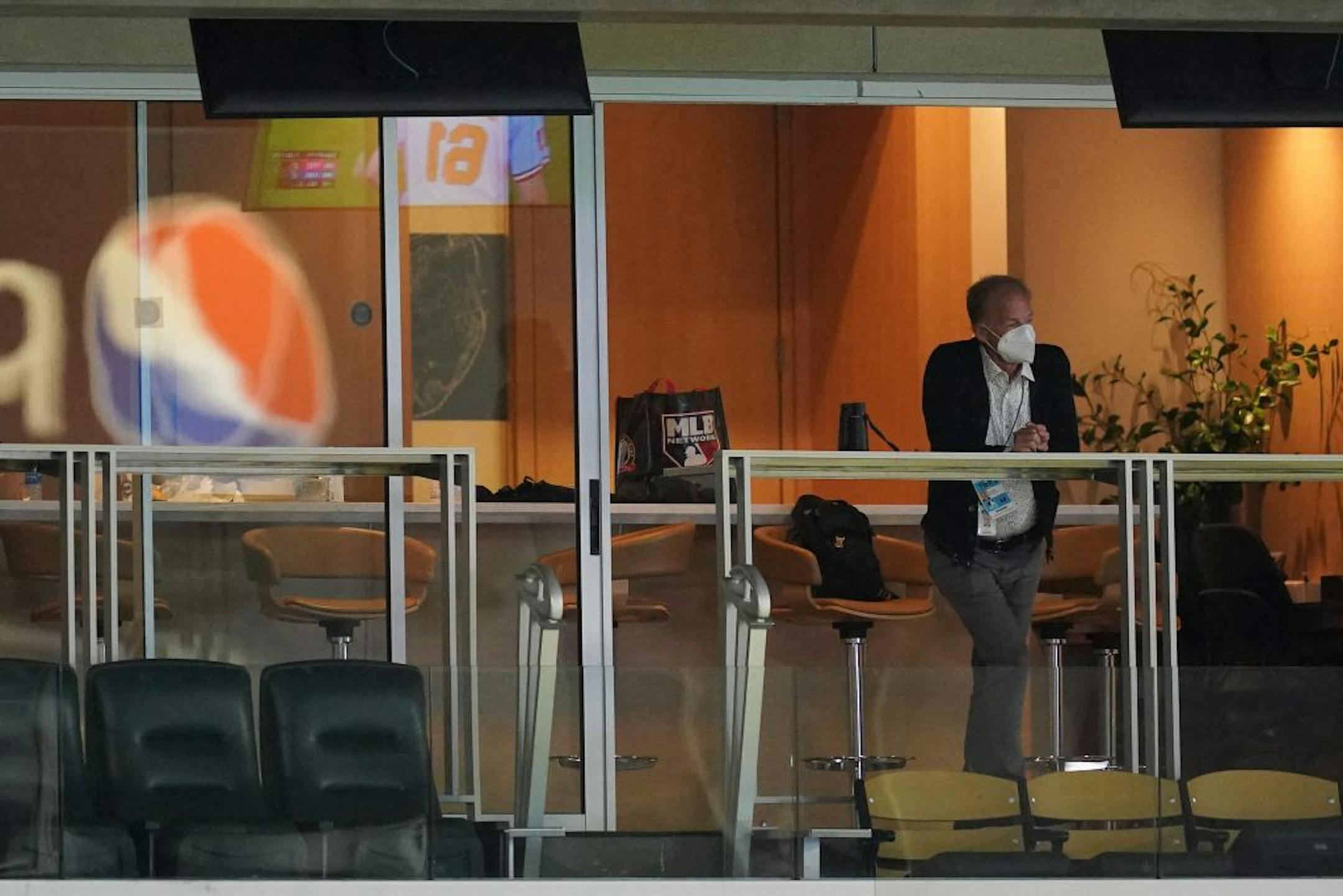 Minnesota Twins owner Jim Pohlad watched from a club box in the sixth inning.