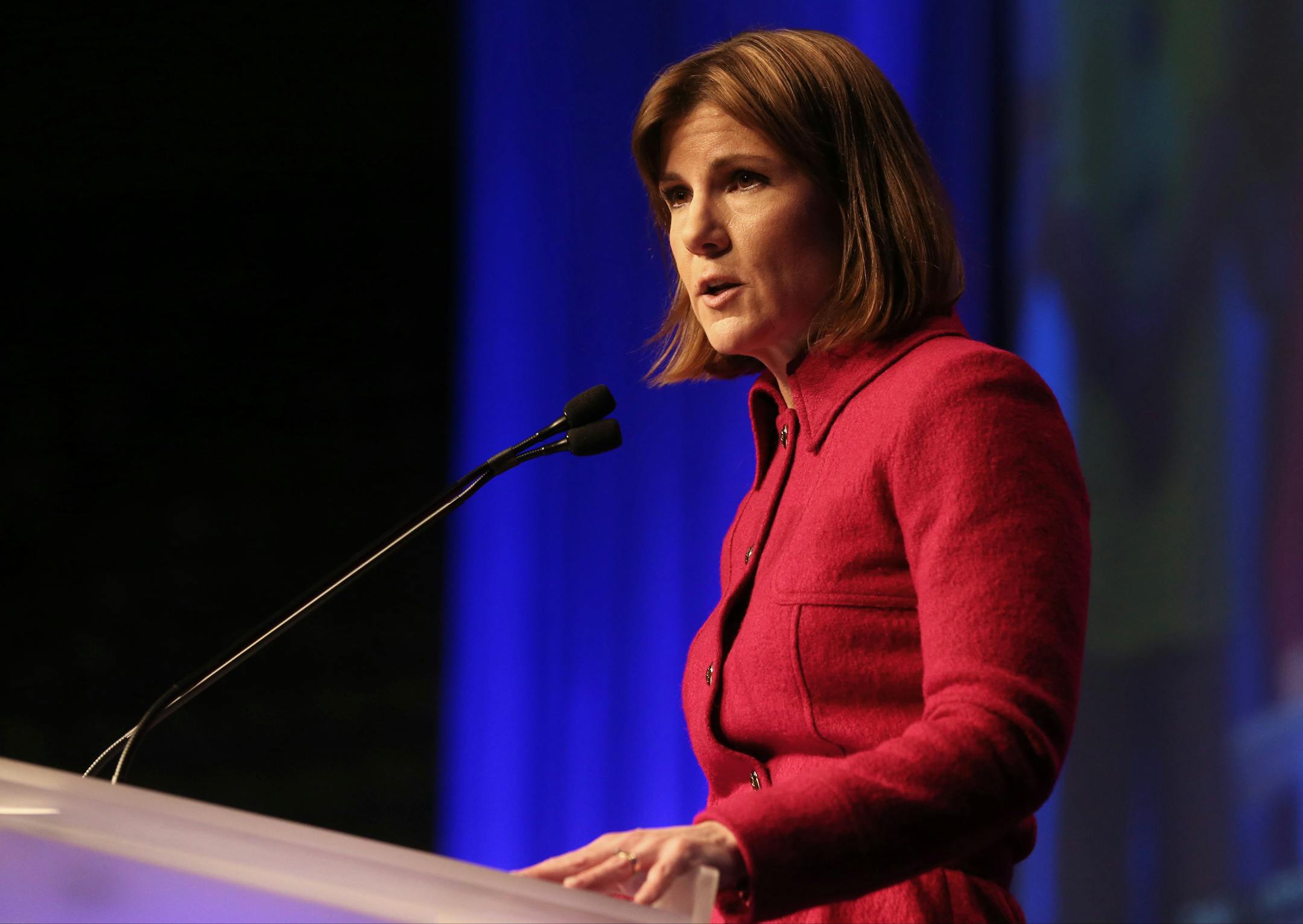 Minnesota Attorney General Lori Swanson addressed the Minnesota DFL Party Convention after she was endorsed for re-election in May.