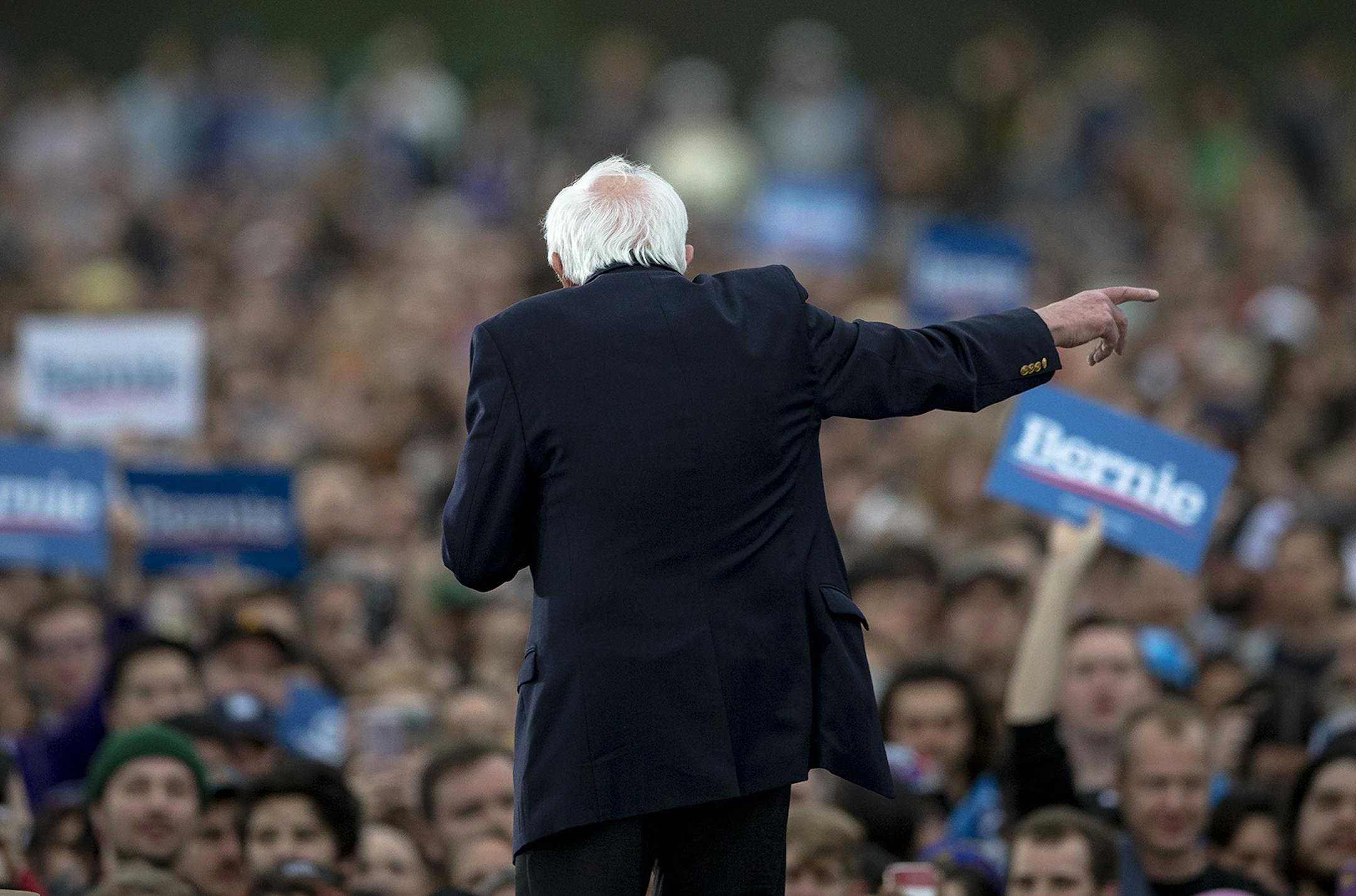 Democratic presidential candidate Sen. Bernie Sanders, I-Vt., speaks during a campaign event on Sunday, Feb. 23, 2020, in Austin, Texas. (Nick Wagner/Austin American-Statesman via AP)