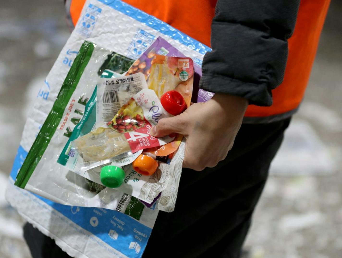 Examples of plastic that cannot be sorted properly through most curbside recycling programs, which often end up at the Eureka Recycling sortation center in Minneapolis.