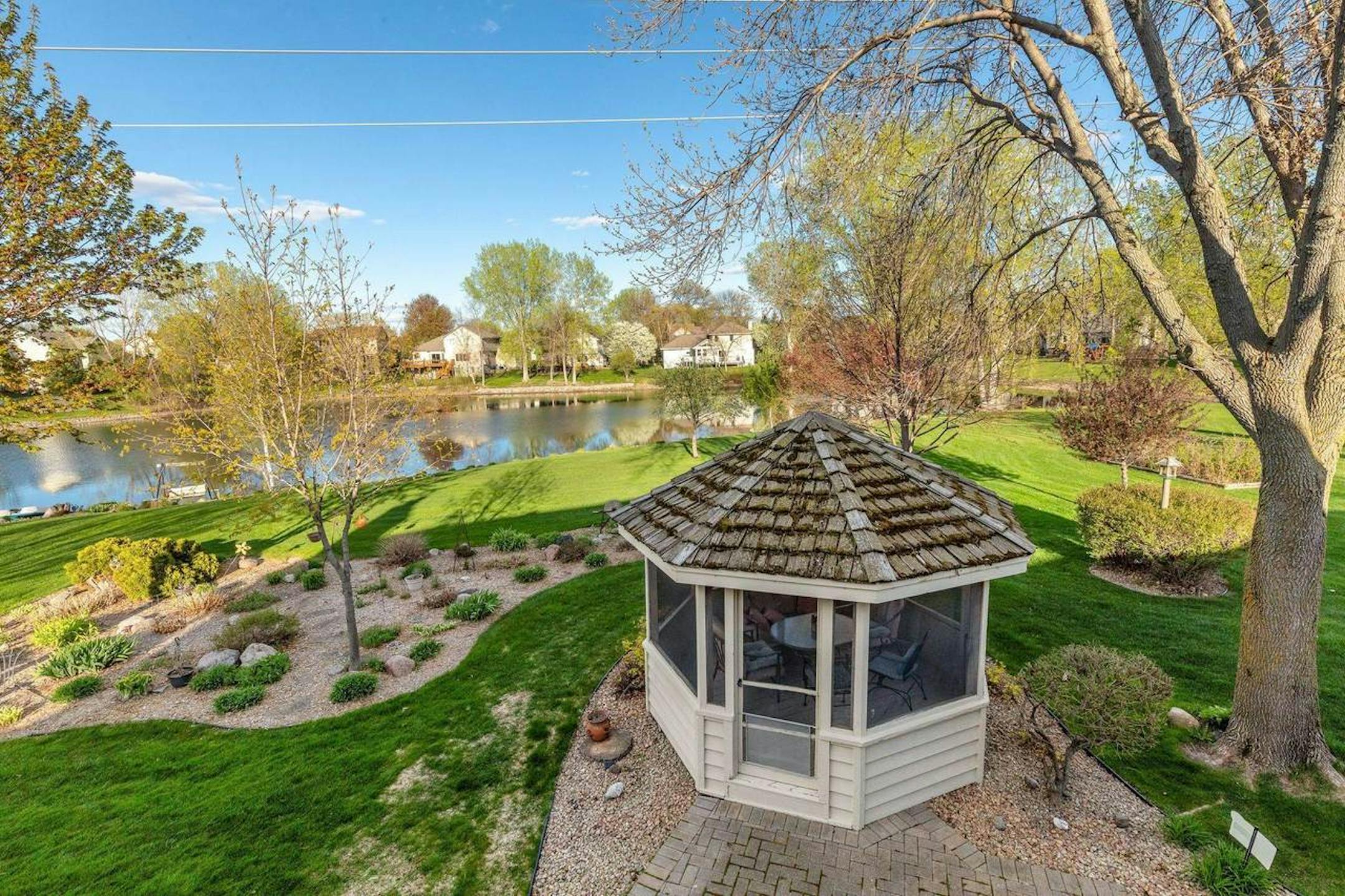 The home built for Kirby Puckett in Brooklyn Park includes an original gazebo overlooking a pond.