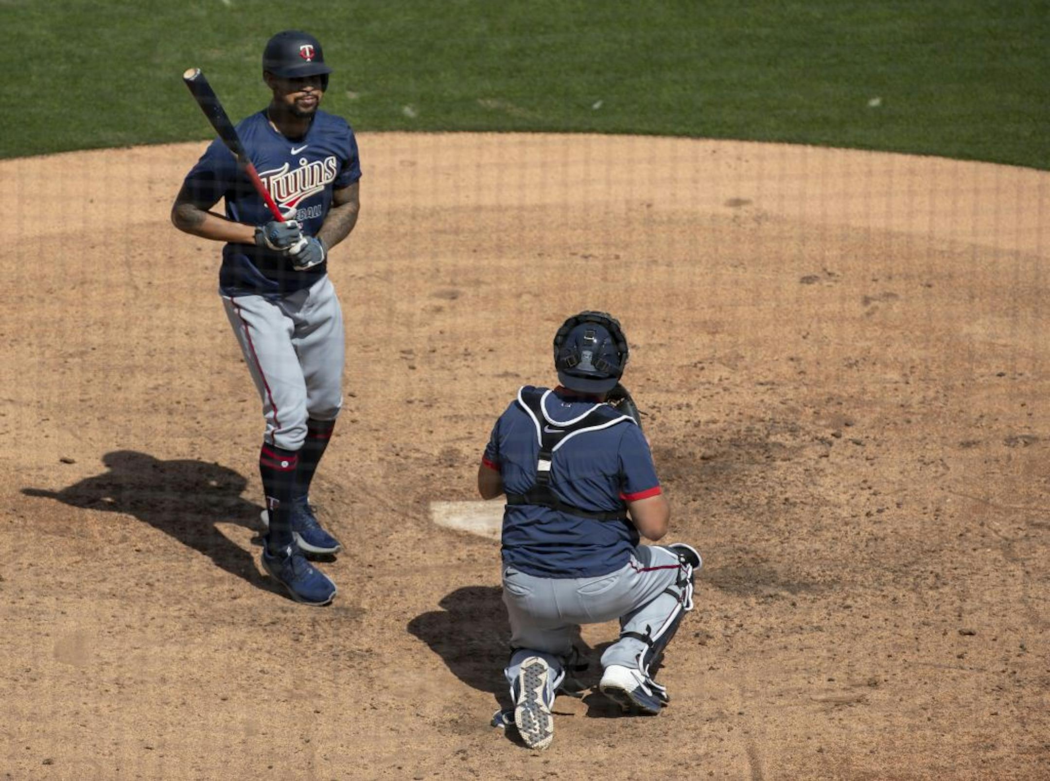 Minnesota Twins outfielder Byron Buxton stood in the batters box for live pitcher on Wednesday.