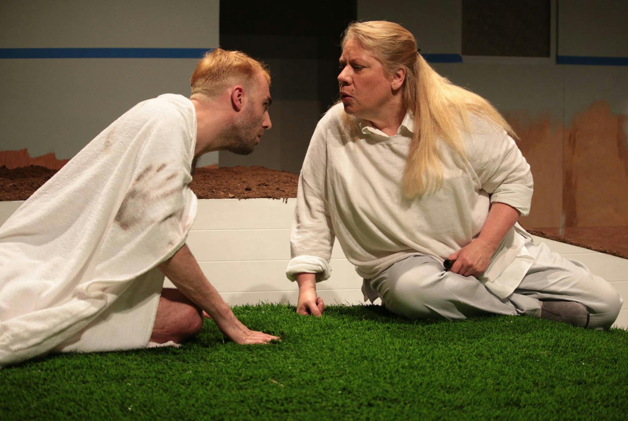 Nathan Keepers and Suzanne Warmanen are featured in The Moving Company’s “Every Sentence is For the Birds.”