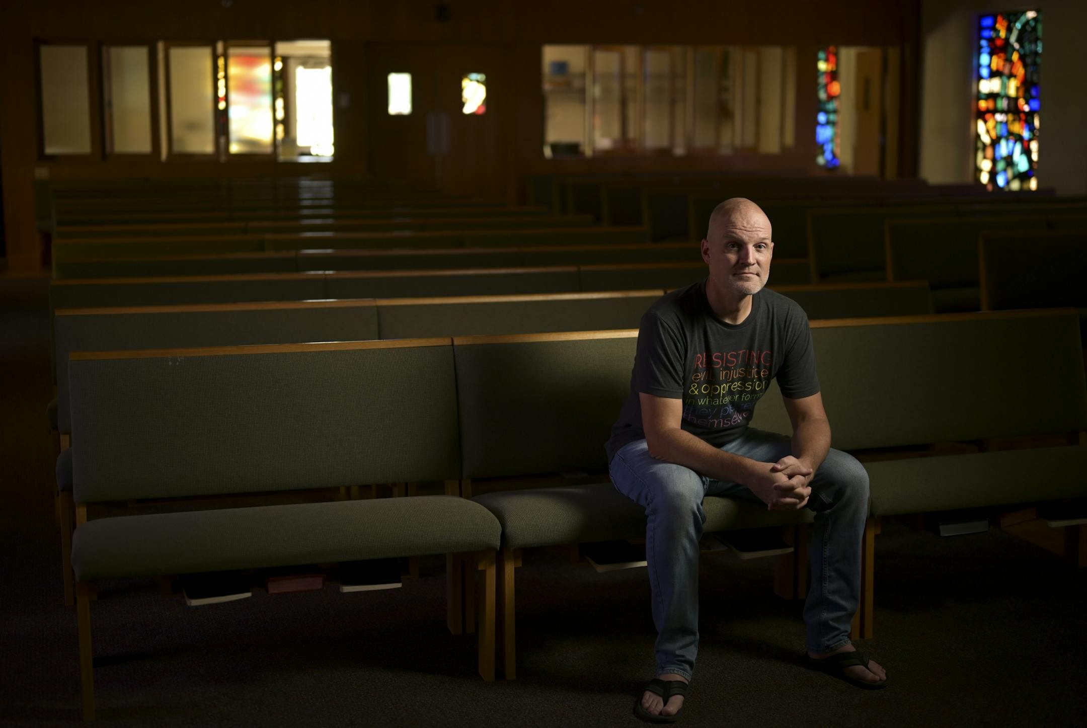 Pastor Paul Baudhuin was photographed in the sanctuary of Aldersgate United Methodist Church in St. Louis Park Friday.