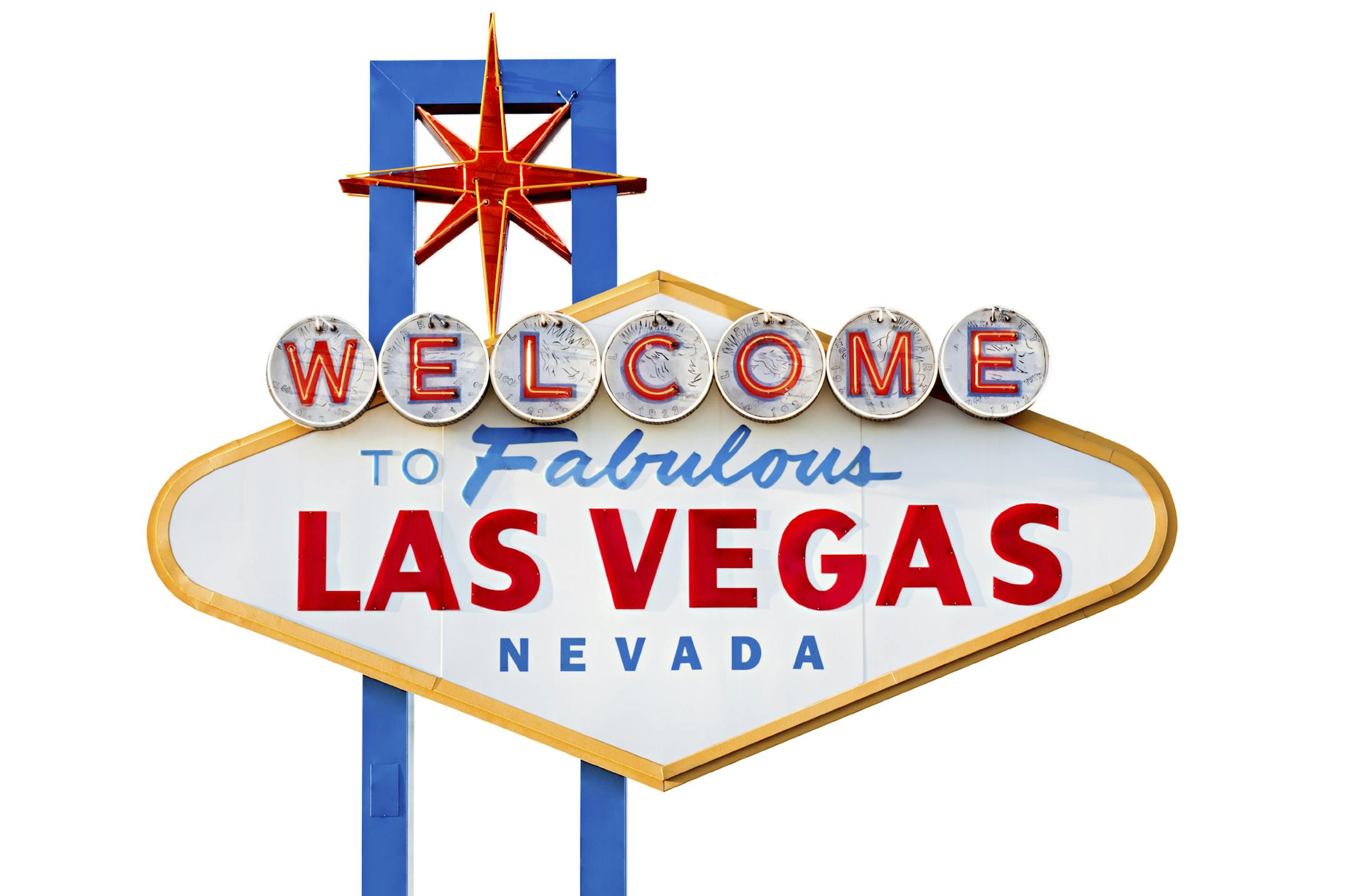 las vegas sign on the city strip - isolated on white ORG XMIT: MIN1411101820370796