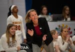 Gophers women's basketball coach Dawn Plitzuweit led the team to a 20-16 finish in her first season.