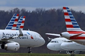American Airlines jets at Pittsburgh International Airport in Imperial, Pa.
