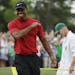Tiger Woods reacts as he wins the Masters golf tournament Sunday, April 14, 2019, in Augusta, Ga. (AP Photo/Chris Carlson)