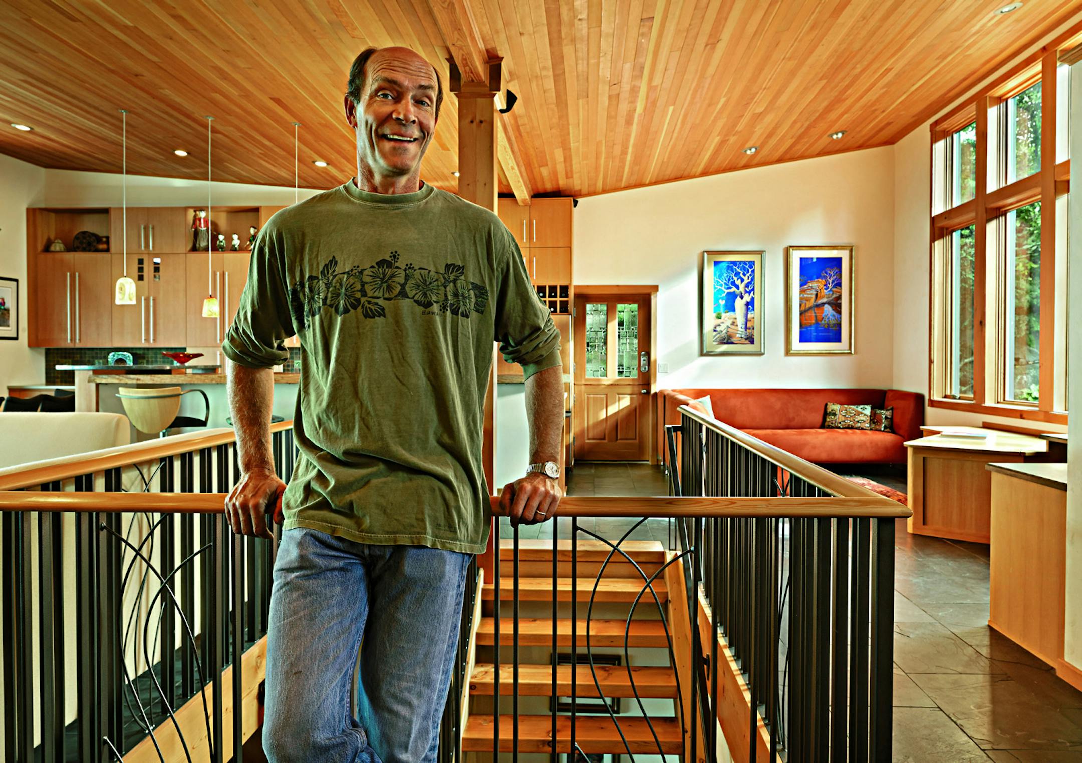 This is David, not Craig, Henderson, who found many of the materials used in the remodel of his family's home on Craigslist. He and his wife, Karen Anderson, worked on the home together. Odyssy Builders did the framing and roof. Maureen Caruso on Queen Anne designed the remodel. Dave Sorensen was the finish carpenter. (Benjamin Benschneider/Seattle Times/MCT)