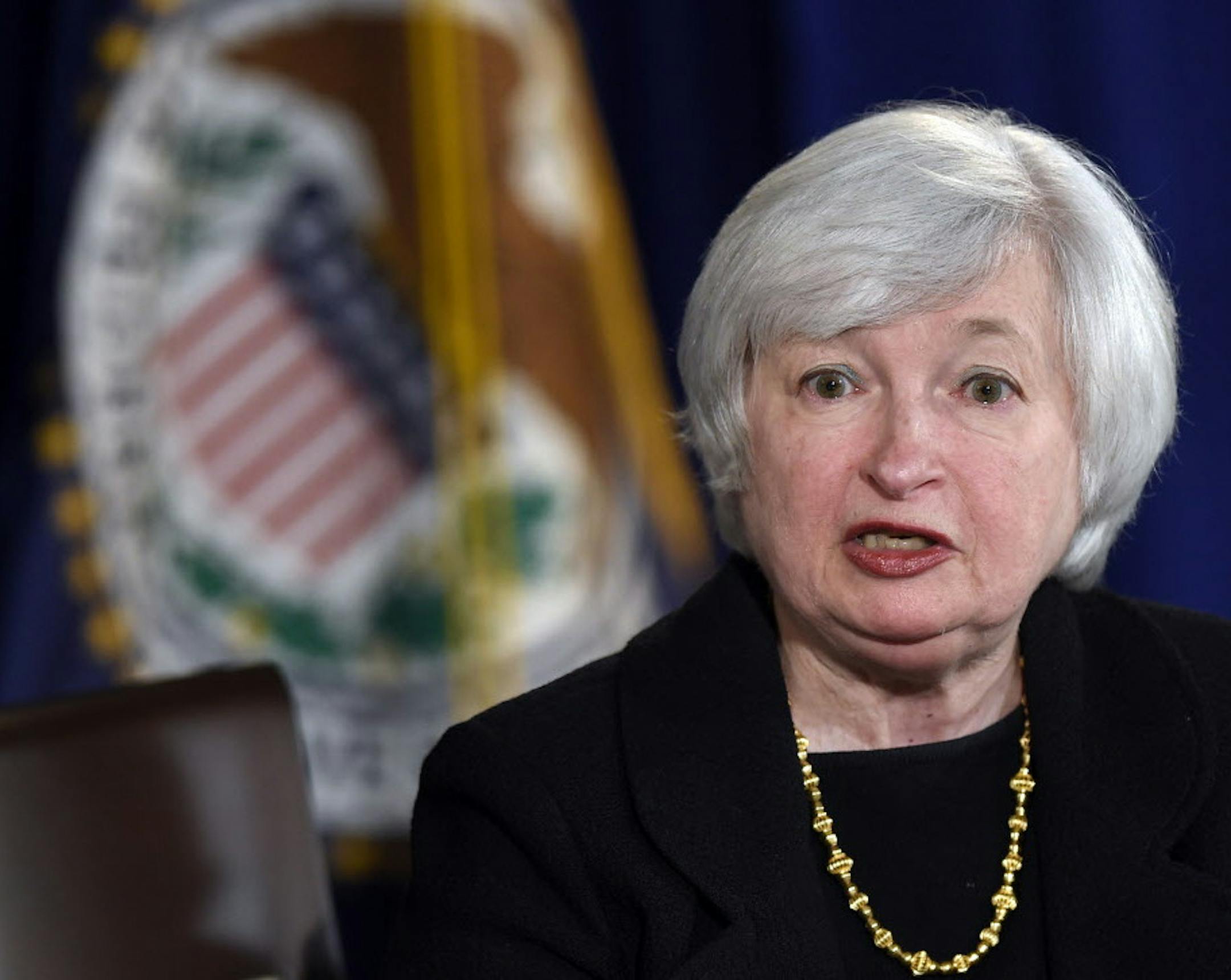 Federal Reserve Chairman Janet Yellen speaks during a news conference at the Federal Reserve in Washington, Wednesday, Sept. 17, 2014. The Federal Reserve signaled Wednesday that it plans to keep a key interest rate at a record low for a considerable period because a broad range of U.S. economic measures remain subpar. (AP Photo/Susan Walsh)