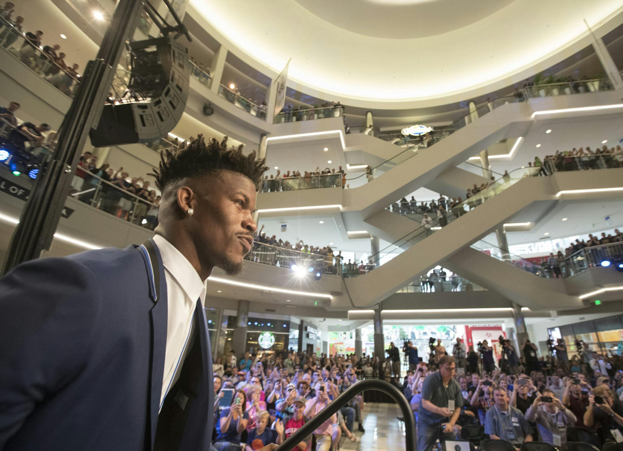 The Minnesota Timberwolves introduced Jimmy Butler at the Mall of America Thursday, June 29, 2017 in Bloomington MN. ] JERRY HOLT &#xef; jerry.holt@startribune.com