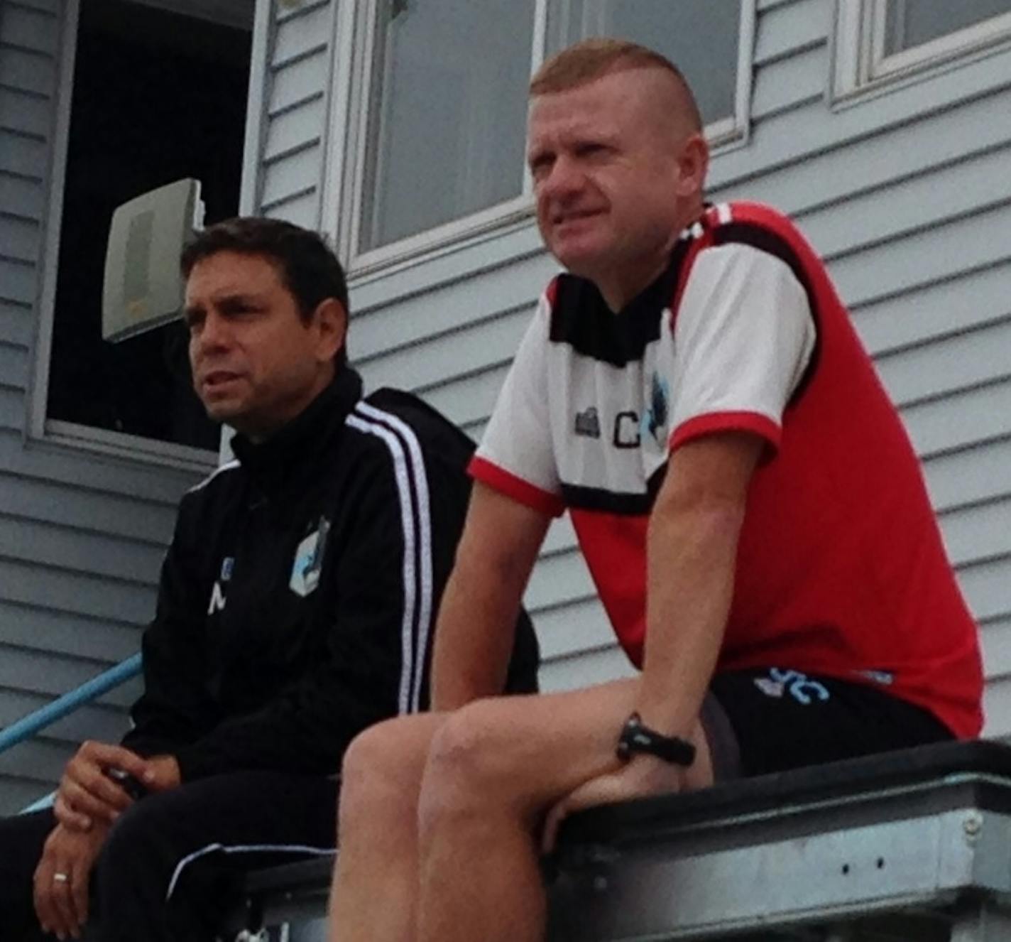 Carl Craig (left) and Manny Lagos (right) watched practice earlier this season.