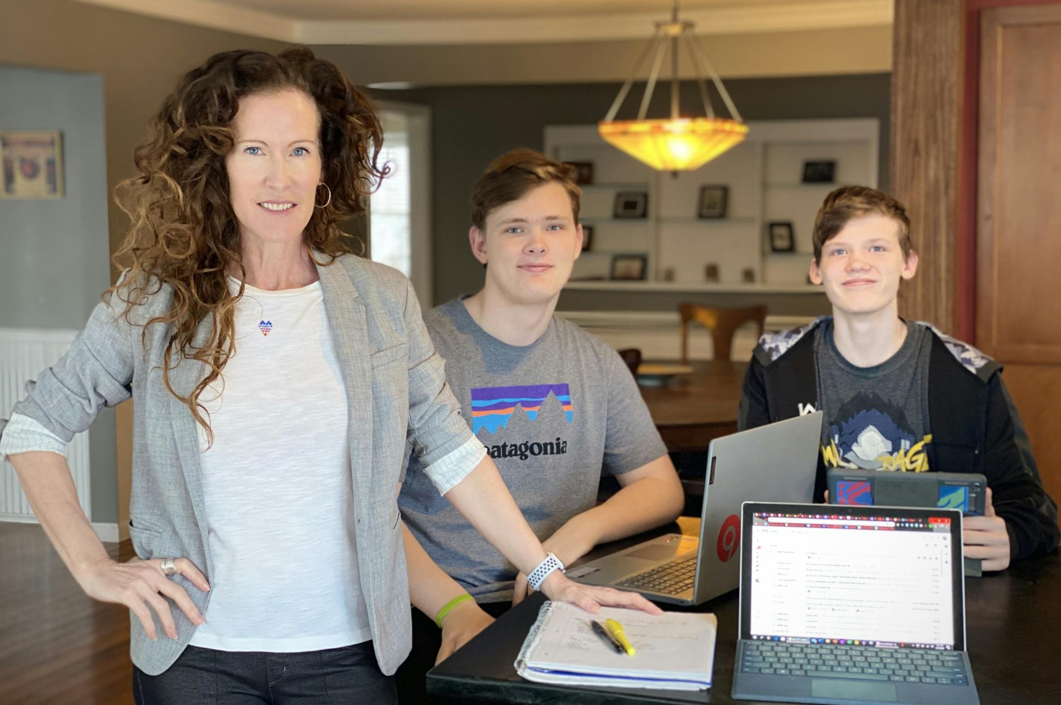 Valerie Martin, founder Alpha Agency, with sons Mox Gunderson (cq), center, and Marty Gunderson (cq), left. Mox is cq.