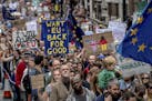 FILE -- A large demonstration of people opposed to Britain's exit from the European Union, known as Brexit, in London, July 2, 2016. Representatives o