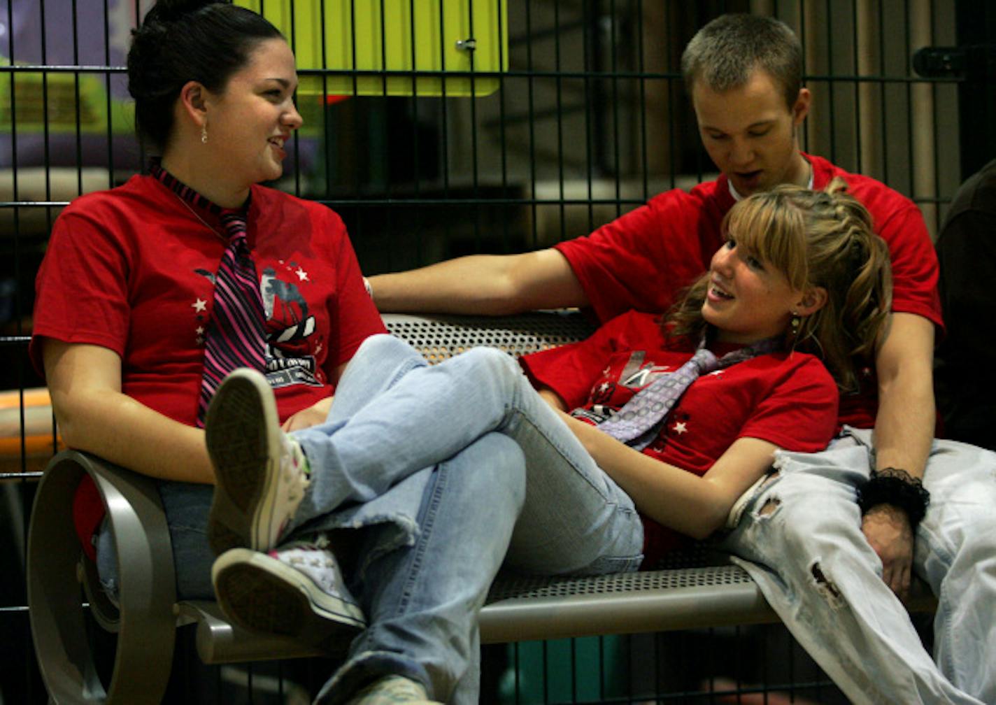 Litchfield students Beca Hansen, Michelle Williams and Kris Tanner, left to right, took a load off during their recent prom at the Mall of America's Nickelodeon Universe.