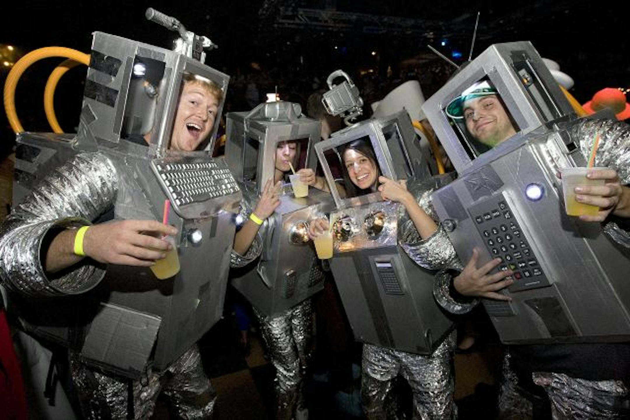 Robot love: Matt Gustafson, Marie Bouvet, Emily Schulzetenberg and Brandon Cotton partied last Halloween at First Avenue.