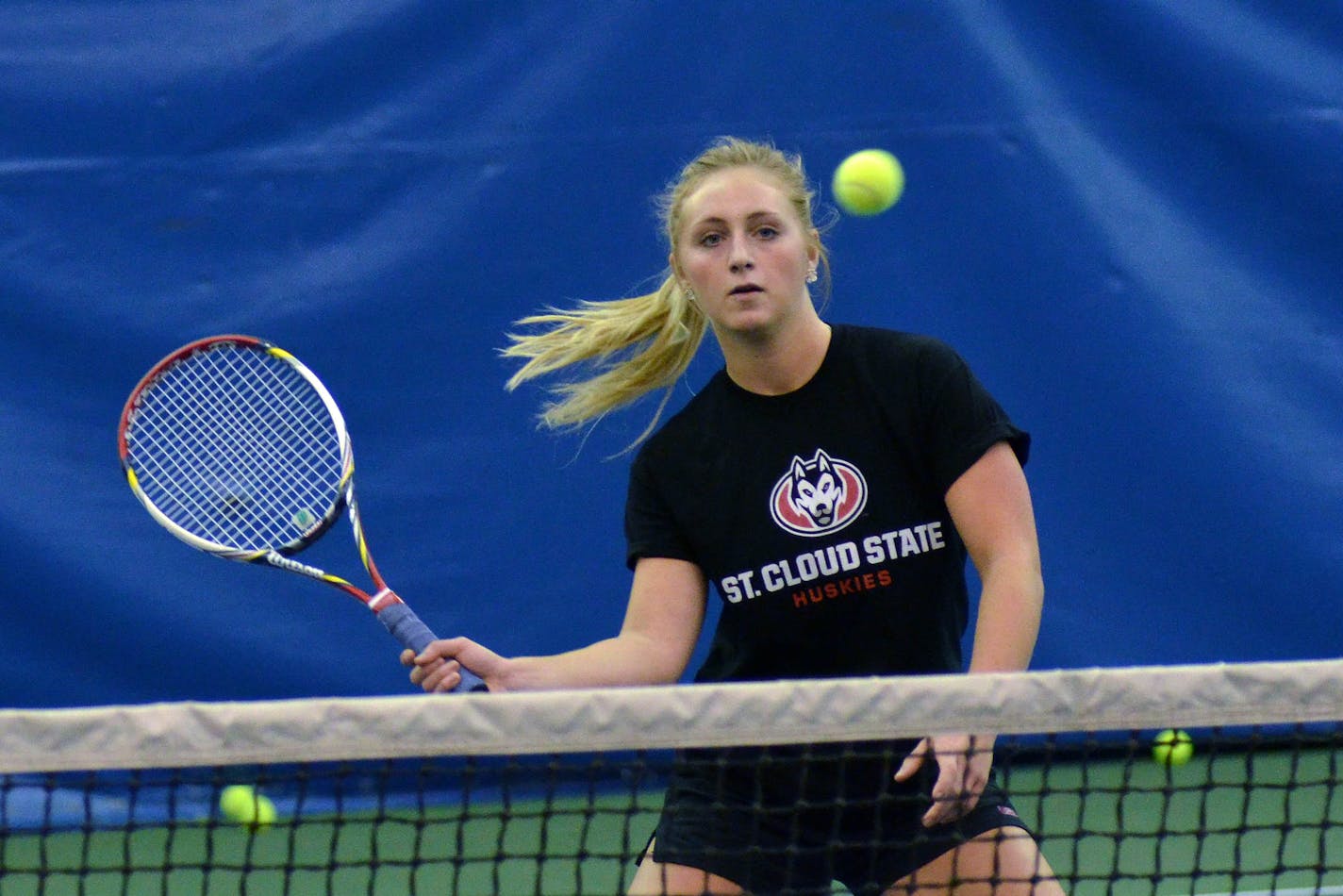 Alexie Portz plays on the St. Cloud State women's tennis team.